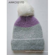 Slouchy Knit Warm Cuffed Cap Striped Winter Beanie